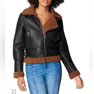 [BLANKNYC] Womens Bomber Jacket Faux Shearling Trim - Smooth Talker - Small